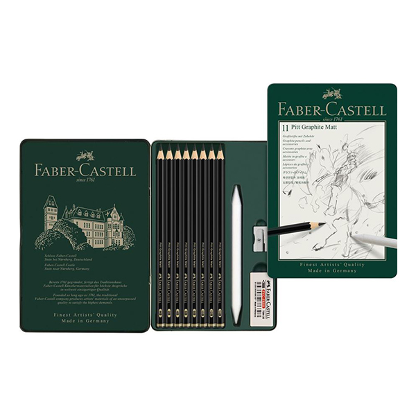 Estuche Lápiz Grafito Pitt Matt Set x 11 Faber Castell Escuela de