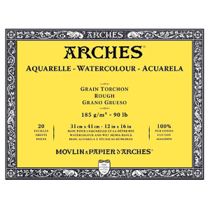 Bloc para Acuarela Arches Grano Grueso 185 gr. 31x41cm 20 Hojas
