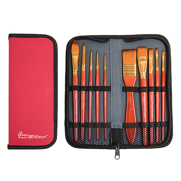 Estuche de Lona Giorgone Pinceles p/Acrílico11 pzas