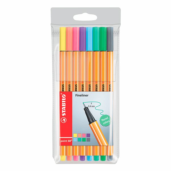 Rotulador Stabilo Point 88 Pasteles x 8 und.