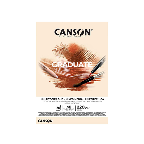 Bloc Canson® Mixed Media Graduate Natural A5 30 hojas 220 gm