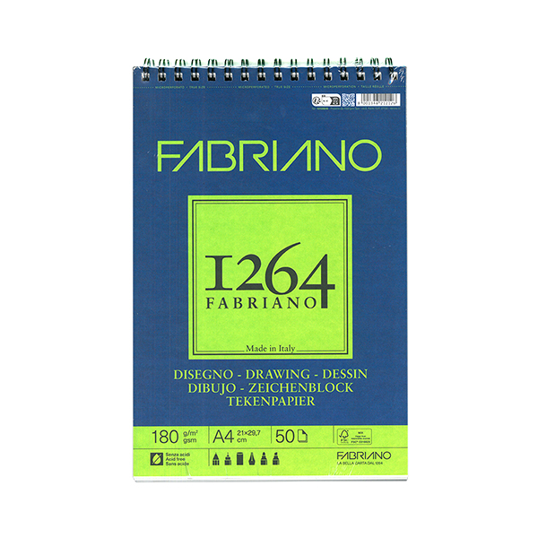 Bloc Fabriano 1264 p/Dibujo A4 50H 180 gsm