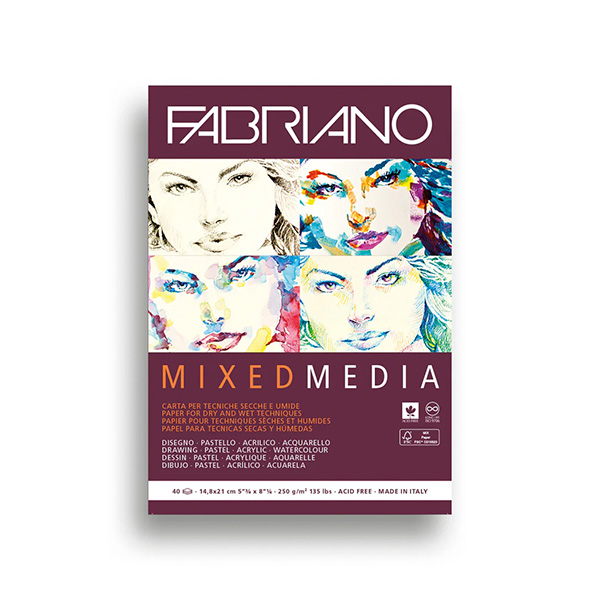 Bloc Fabriano p/Técnica Mixta A5 250g 10+2H