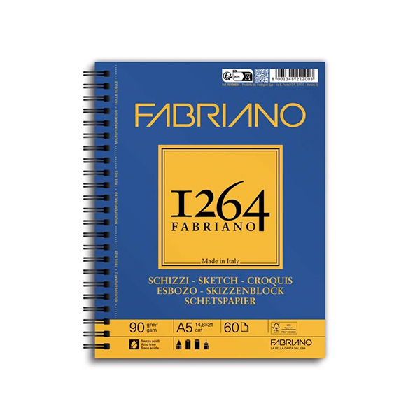 Bloc Fabriano 1264 Sketch A5 60h 90g Espiralado Lateral