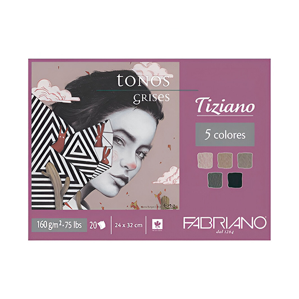 Bloc Fabriano Tiziano Tonos Grises 24x32 cm 20h 160 gsm