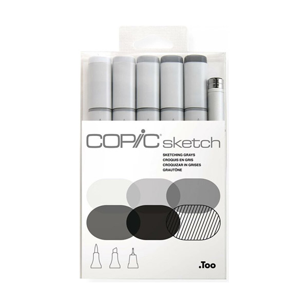 Set de Marcadores Copic Sketch Croquis en Gris x 6 und.
