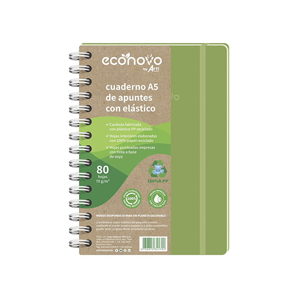 Cuaderno de Apuntes Econovo c/Elástico A5 80H 70 gsm