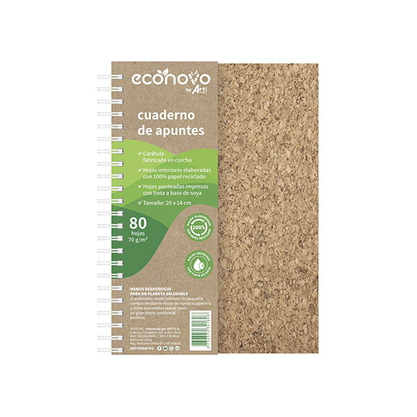Cuaderno de Apuntes Econovo c/Tapa de Corcho A5 80H 70 gsm