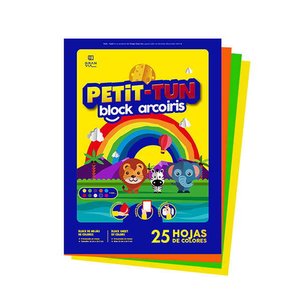 Block Papel de Colores A4 25H Petit-Tun Arcoiris