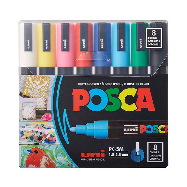 Marcadores Posca 5M Colores Básicos Set x8
