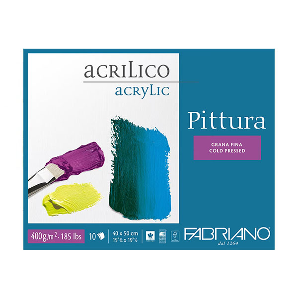 Bloc Fabriano Pittura p/Acrílico 30x40 cm 400 gsm 10h