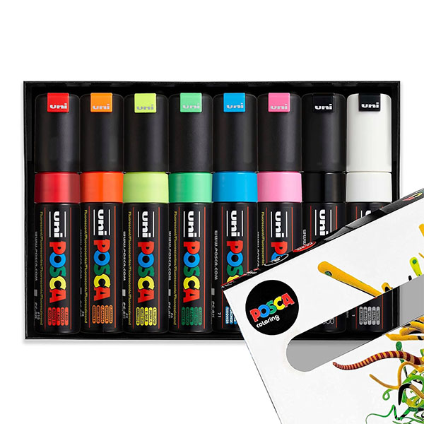 Marcadores Posca 8K Colores Fluorescentes Set x8