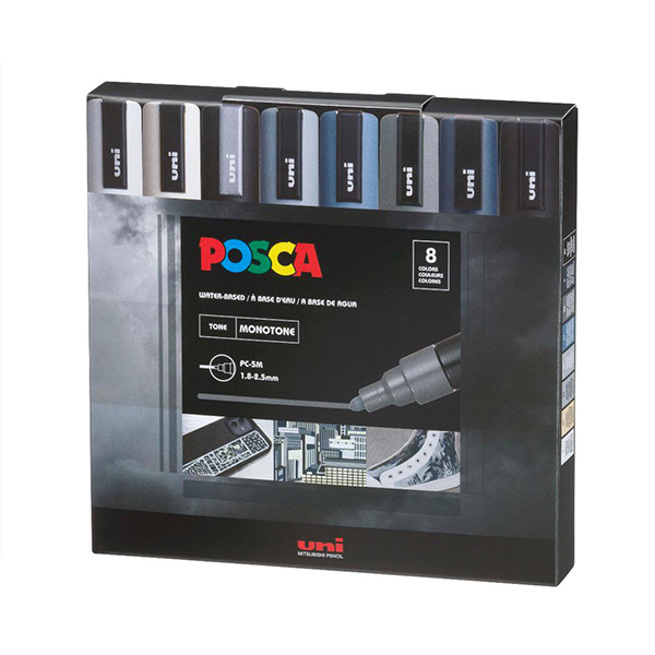Marcadores Posca 5M Set Monotone x8