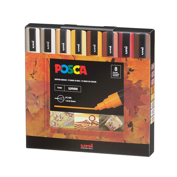 Marcadores Posca 5M Set Warm Colors x8