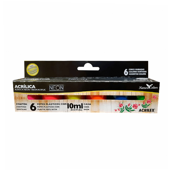 Pintura Acrílica Neon Acrilex 10 ml Set x6