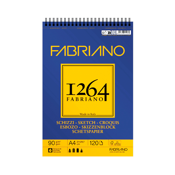 Bloc Fabriano 1264 Sketch A4 120h 90g Espiralado Superior