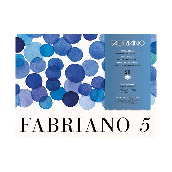 Block Fabriano 5 p/Acuarela Grano Grueso 300g 26x36cm 20h