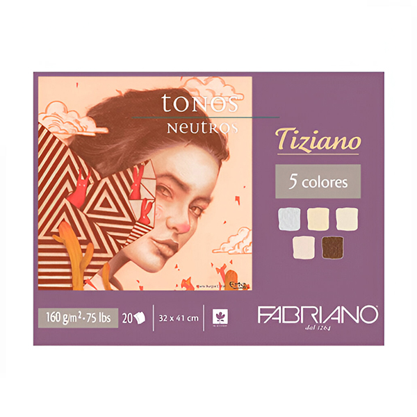 Bloc Fabriano Tiziano Tonos Neutros 32x41 cm 20h 160 gsm