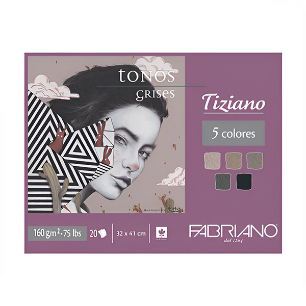 Bloc Fabriano Tiziano Tonos Grises 32x41 cm 20h 160 gsm