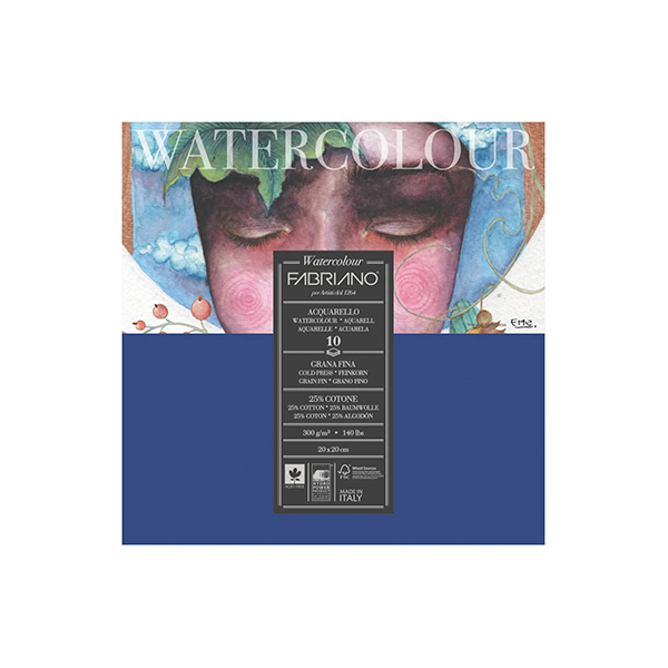 Bloc Fabriano p/Acuarela 20x20 10h 300g